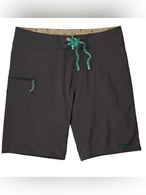Patagonia Men’s Black Boardshorts with Teal Drawcord